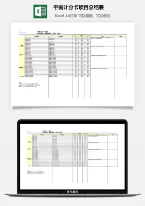 平衡计分卡项目总结表excel模板预览图