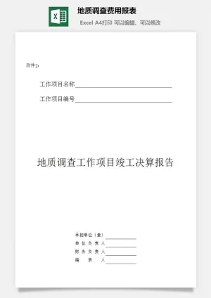 地质调查费用报表excel模板预览图