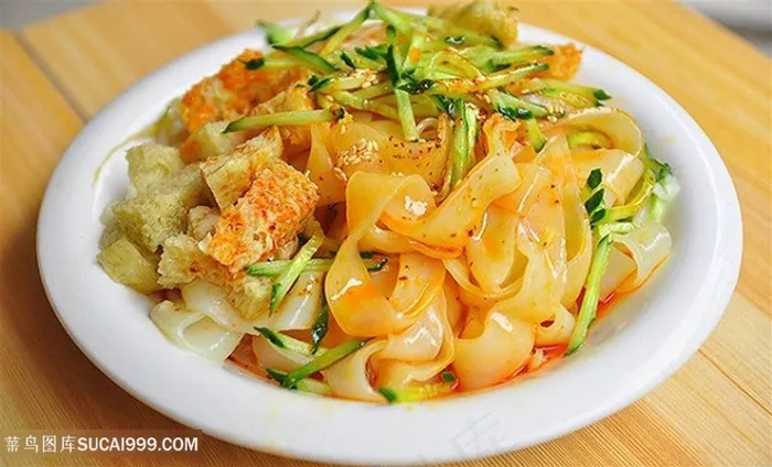 美食摄影陕西黄瓜面筋辣椒拌凉皮小吃特色摄影餐饮传统美食