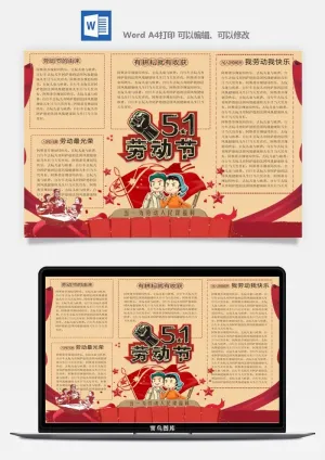 劳动节海报手抄报电子小报黑板报展板报工人旅游海报模板素材设计预览图
