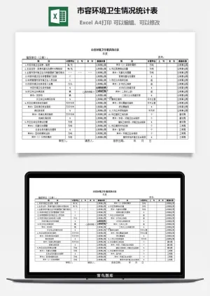 市容环境卫生情况统计表excel模板预览图