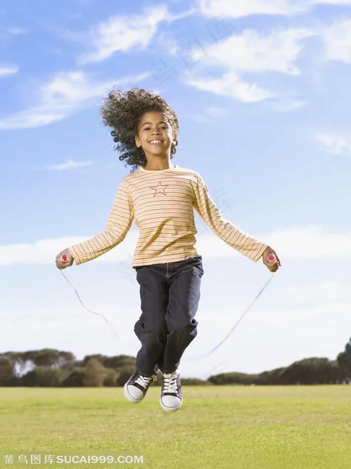 儿童摄影广告元素 跳绳的黑人外国女孩