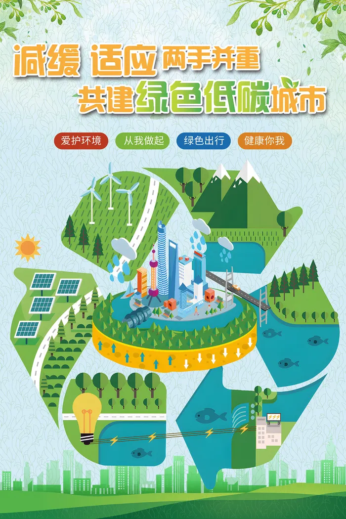 共建绿色低碳城市环保海报