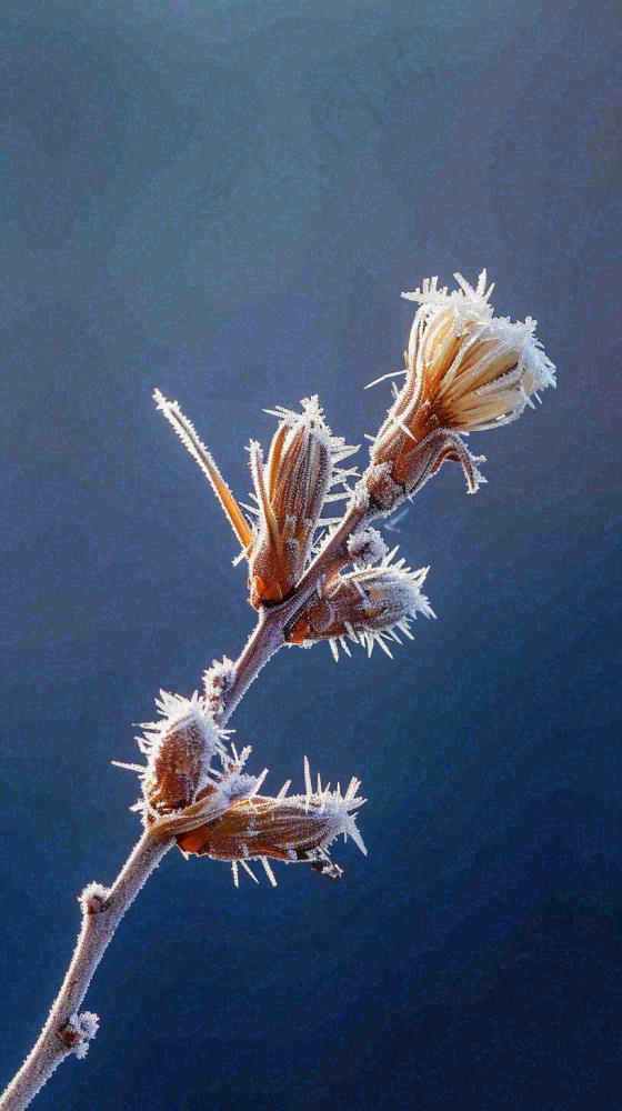 冬天白霜覆盖的植物立冬霜降小雪大雪冬至摄影图