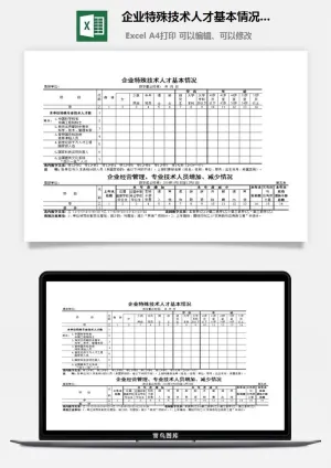 企业特殊技术人才基本情况表excel模板预览图