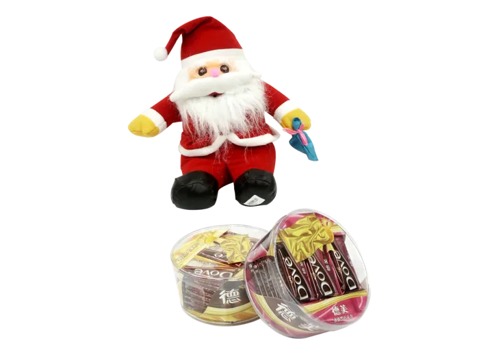 免抠png素材 德芙巧克力与圣诞老人玩偶 超市促销宣传 商品实拍 