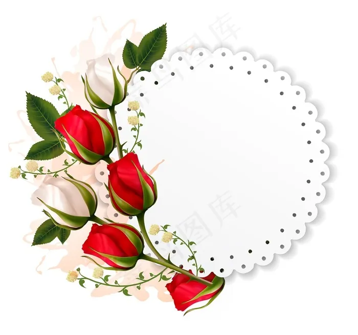 玫瑰花蕾丝花边背景设计素材