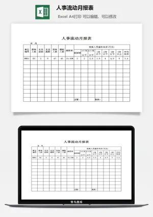 人事流动月报表excel模板预览图