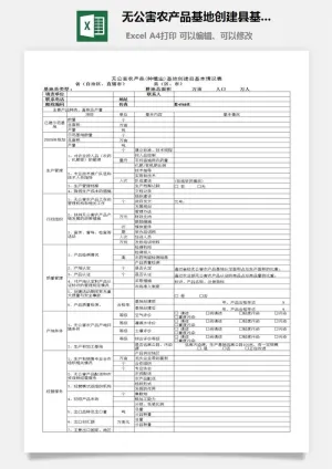 无公害农产品基地创建县基本情况表excel模板预览图