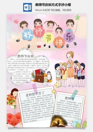 教师节庆祝方式手抄小报预览图