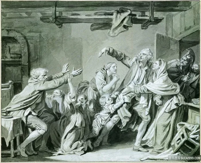 让-巴蒂斯·热鲁兹(1725-1805)—父亲诅咒忘恩负义的女人油画图片