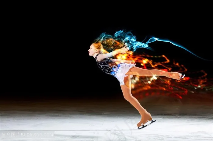 火焰飞舞特效溜冰舞者图片素材