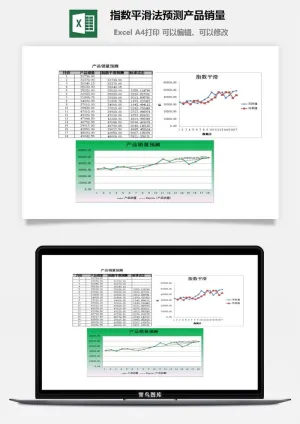 指数平滑法预测产品销量excel模板预览图