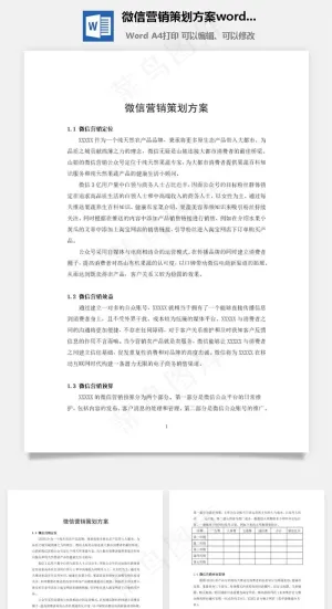 微信营销策划方案word文档预览图