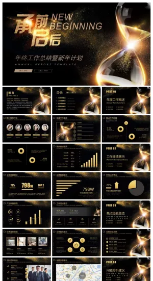 承前启后年终工作总结暨新年计划ppt模板预览图