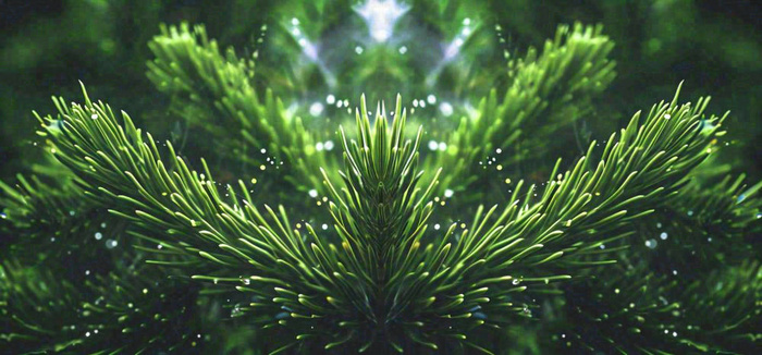 绿色绿植枝叶镜像镜头，新鲜生命力摄影图