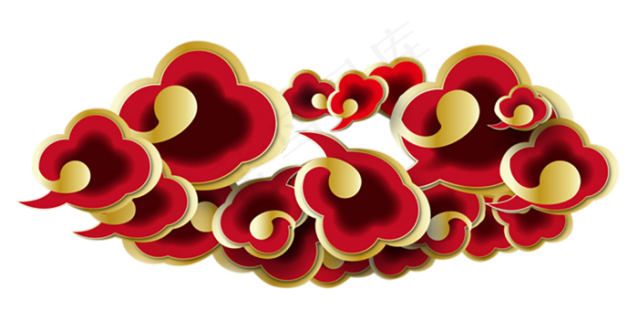 彩云古典云祥云图案祥云素材创意祥云红色祥云花边花纹免抠