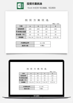 投资方案优选excel模板预览图