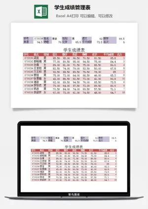 学生成绩管理表excel模板预览图