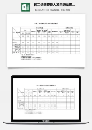 省二类调查投入及来源渠道调查表excel模板预览图