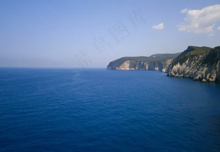 希腊蓝色大海图片
