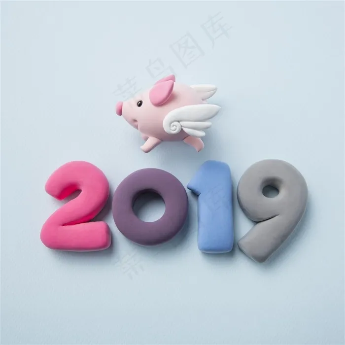 淡蓝色底色2019猪年元素高清图片
