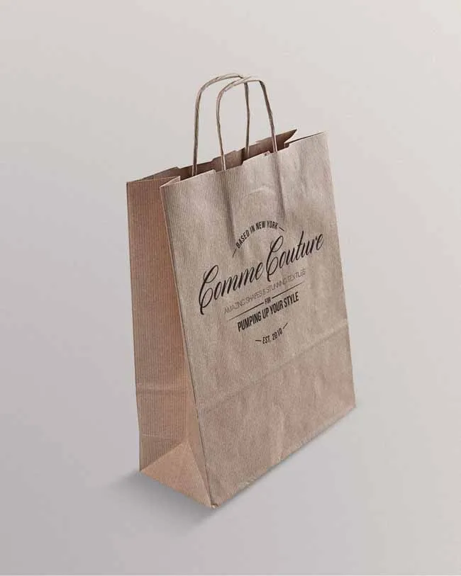 袋子样机 牛皮纸袋侧面 手提袋 礼品袋 食品打包袋 纸质包装袋 品牌