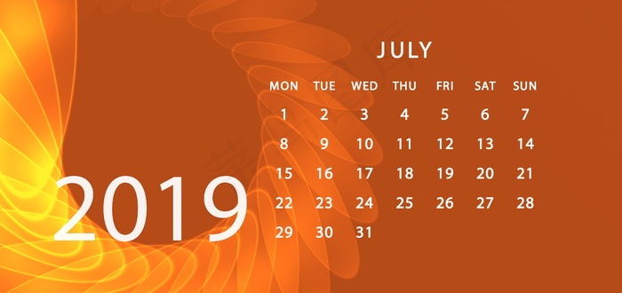 19年7月月历图片 菜鸟图库