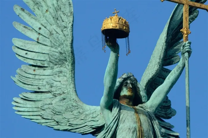 布达佩斯英雄广场雕像摄影高清图片
