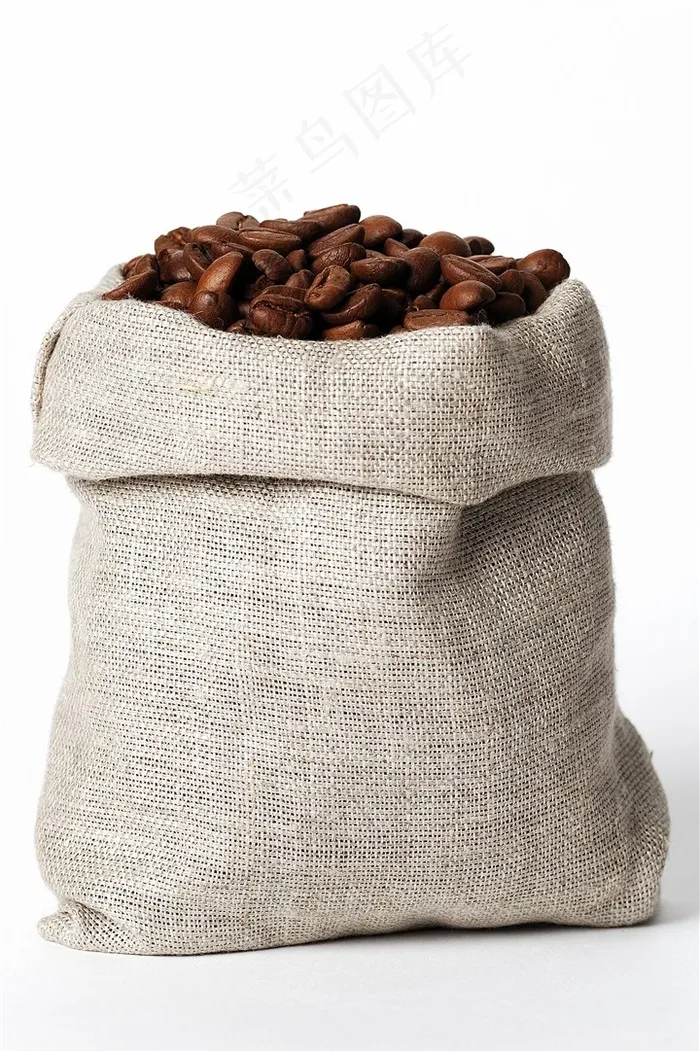 麻袋装满咖啡豆空白白底背景图片素材