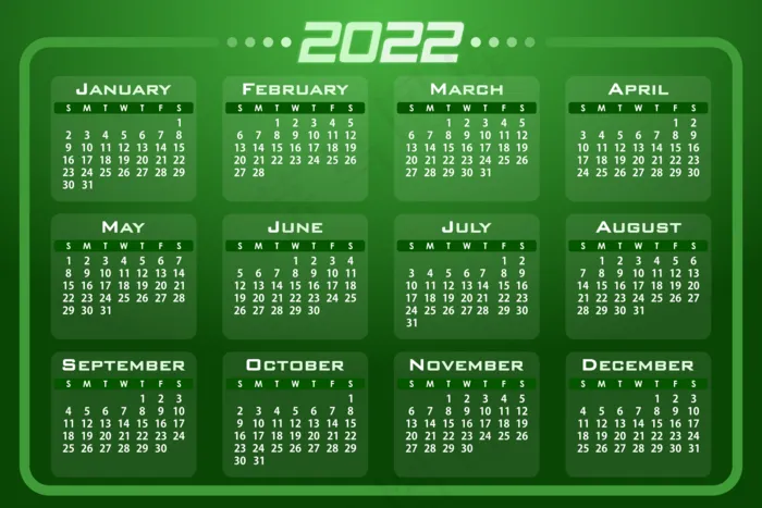 2022日历 日期, 天, 周, 月, 2022, 年, 