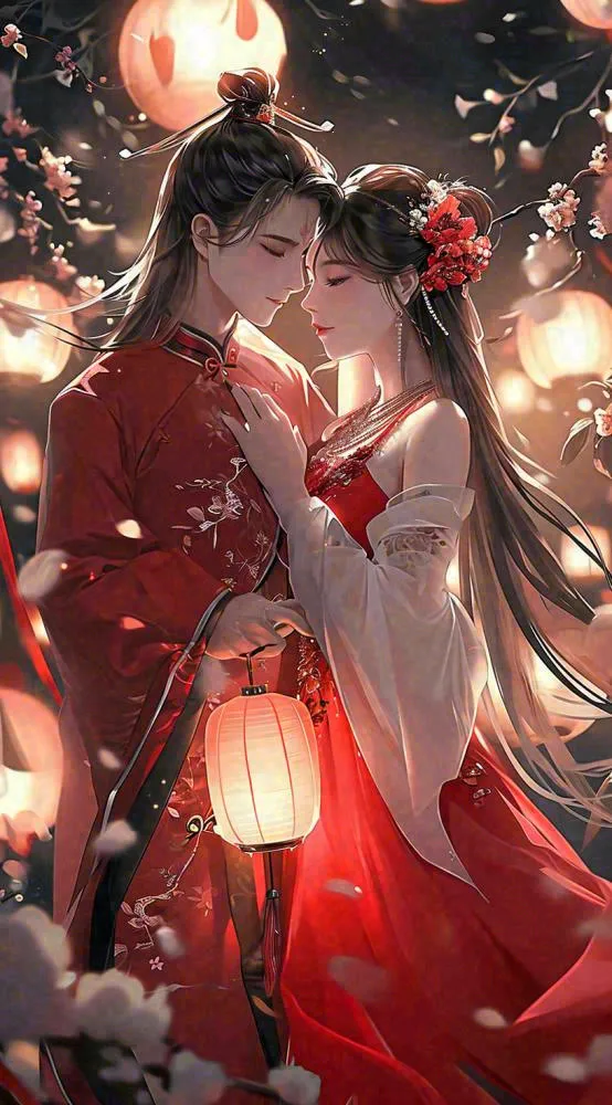 中国风情人节古风情侣拥抱亲吻爱情，七夕节