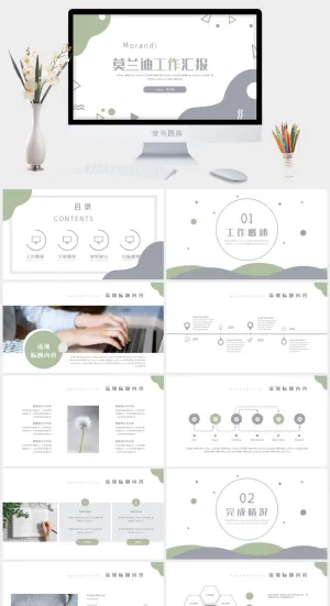 莫兰迪色系PPT模板预览图