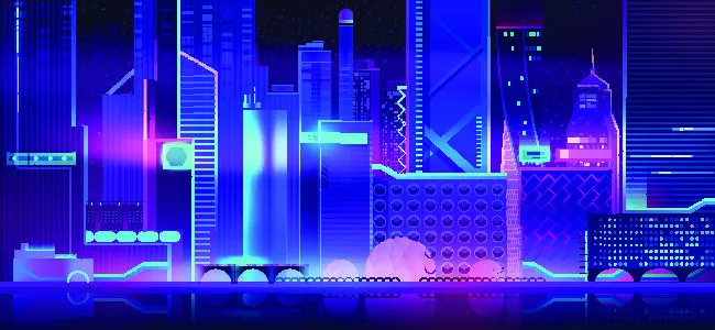 时尚潮流赛博朋克元宇宙虚拟城市夜景Banner海报背景AI矢量图素材