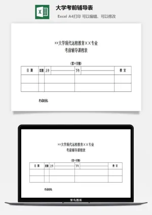 大学考前辅导表excel模板预览图