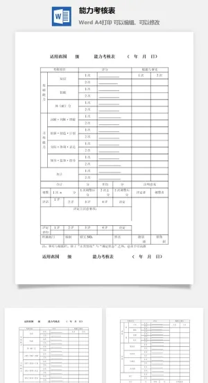 能力考核表word模板预览图