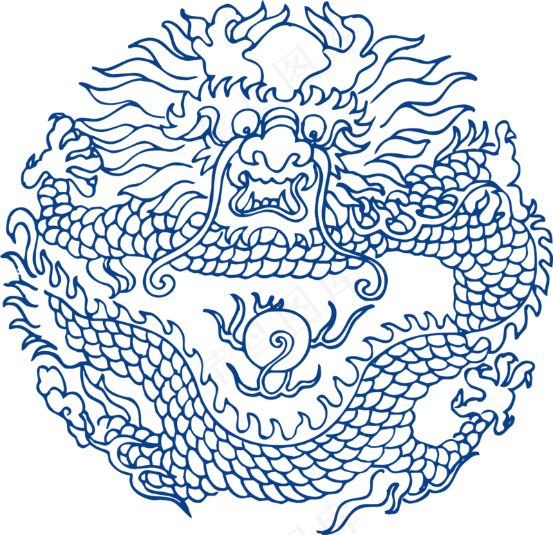 古代青花瓷图案花纹中国风图案祥云纹理传统图腾PNG免扣素材