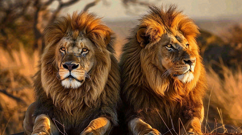 狮子雄狮动物非洲大草原保护动物摄影图