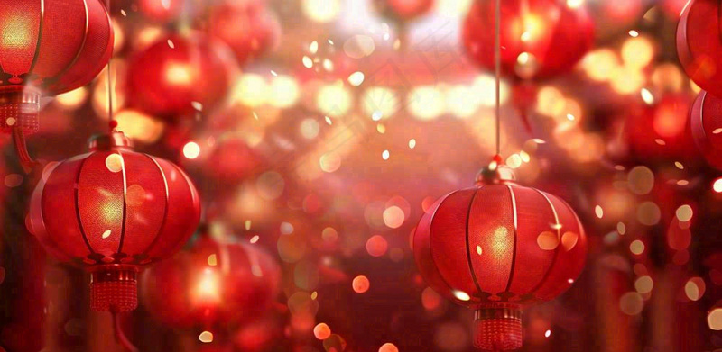 红色年味灯笼烟花新年过年喜庆春节年味摄影图