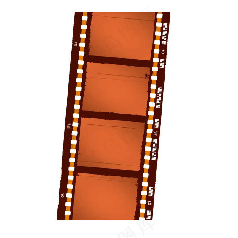 橙色复古电影胶卷条矢量免扣AI素材