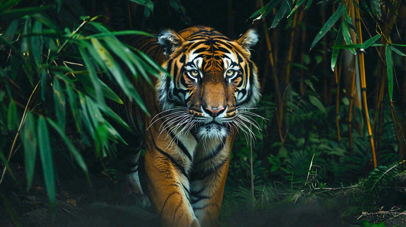 老虎森林丛林里出没老虎动物摄影图