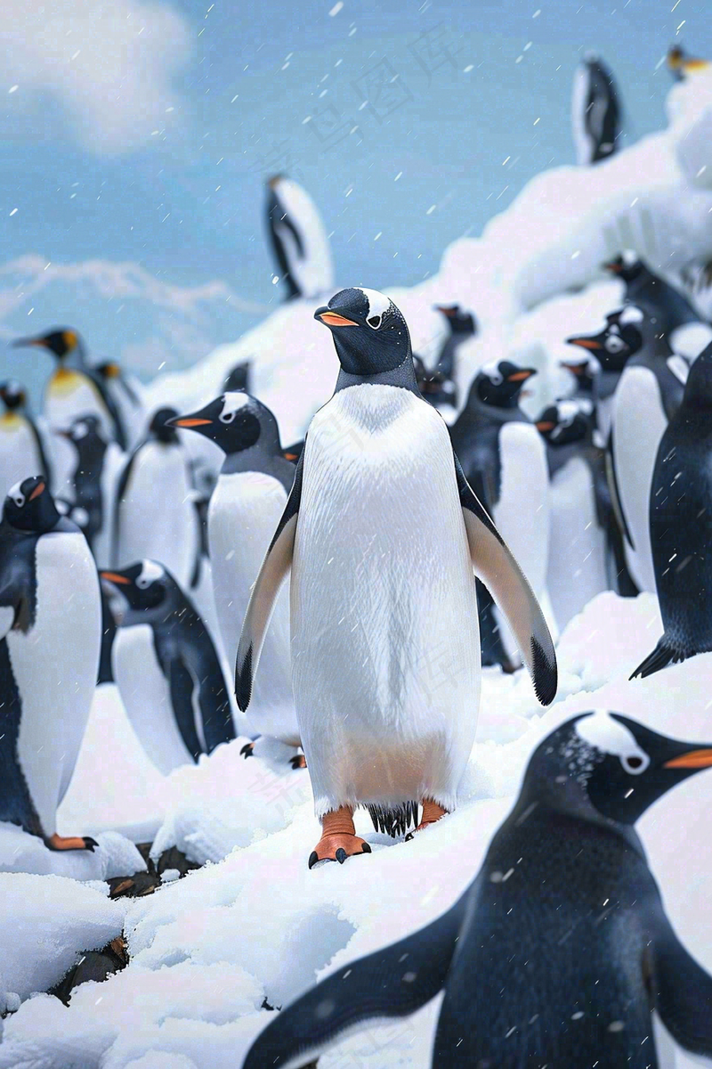 冰雪天地的企鹅寒冷动物摄影图