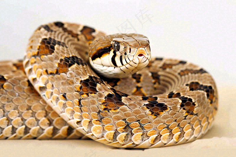 蛇在白色背景爬行动物摄影图
