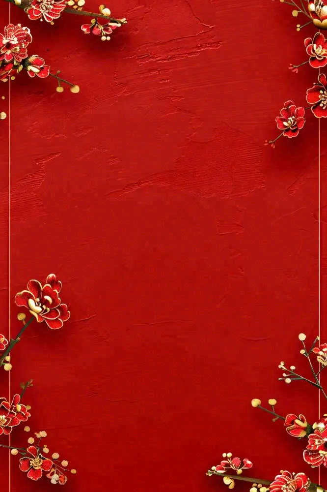 红色剪贴画梅花节日新年新春红色背景