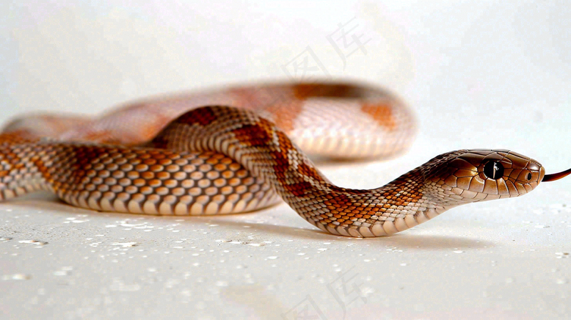 蛇爬行动物白色背景摄影图