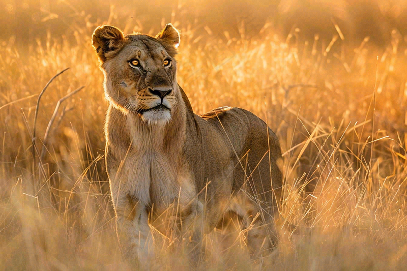 狮子雄狮动物非洲大草原保护动物摄影图