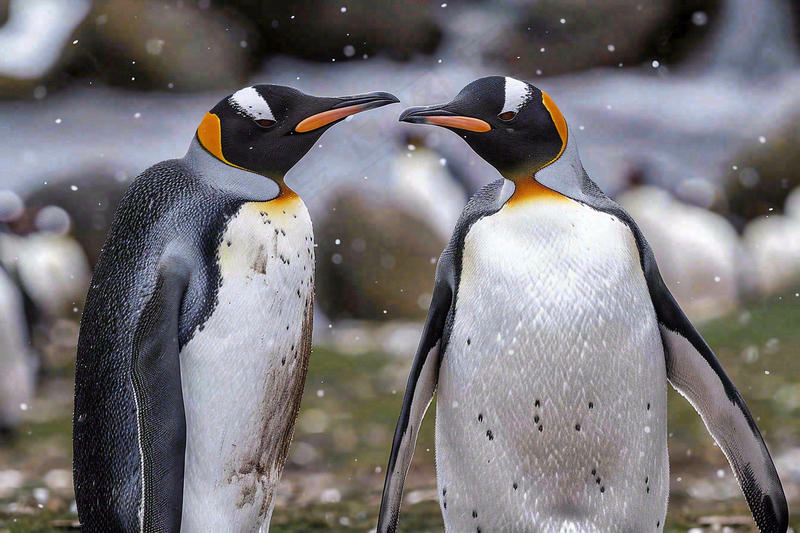 冰雪天地的企鹅寒冷动物摄影图