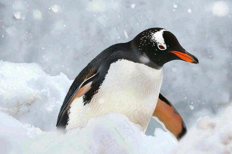 冰雪天地的企鹅寒冷动物摄影图