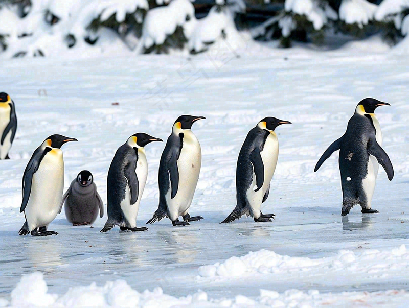 冰雪天地的企鹅寒冷动物摄影图