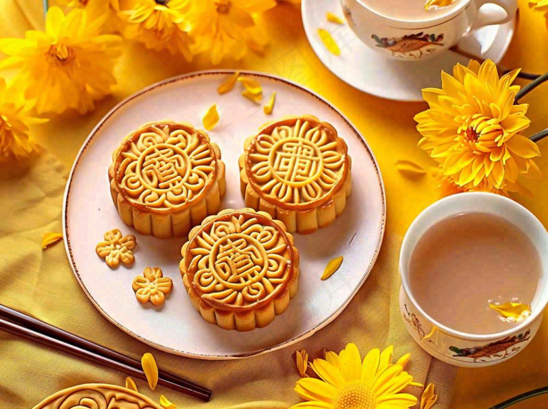 月饼中秋美食摄影图